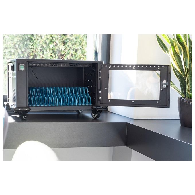 Digitus DN-45003 Armadio di Ricarica Mobile 16 Notebook Tablet 14'' 16x USB-A 5V 2,1A Ventilazione Attiva colore Nero