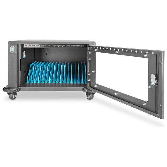 Digitus DN-45003 Armadio di Ricarica Mobile 16 Notebook Tablet 14'' 16x USB-A 5V 2,1A Ventilazione Attiva colore Nero