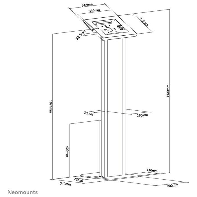 Neomounts FL15-750WH1 Supporto da pavimento per tablet 9.7-11 pollici con blocco antifurto e gestione cavi colore Bianco