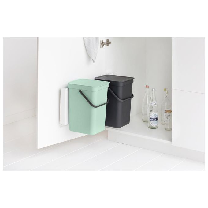 Brabantia 214448 Sort and Go Pattumiera ad incasso 2 x 12 L con maniglie colore Verde Giada e Grigio Scuro
