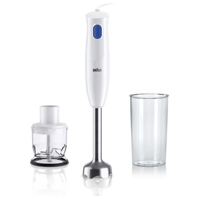 Braun MQ10.201M MultiQuick 1 Frullatore ad Immersione 450W asta acciaio inox tritatutto 350 ml bicchiere 600 ml colore Bianco