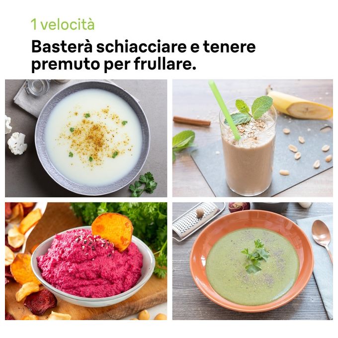 Braun MQ10.201M MultiQuick 1 Frullatore ad Immersione 450W asta acciaio inox tritatutto 350 ml bicchiere 600 ml colore Bianco