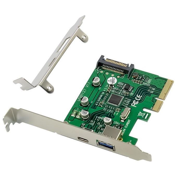 Conceptronic EMRICK09G Adattatore Interno PCIe 3.0 x4 con 2 Porte USB 3.2 Gen 2 10 Gbps USB-C e USB-A Low Profile colore Argento