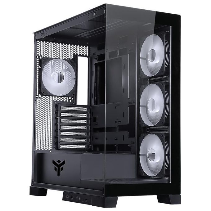 Itek ITGCASB45B SHOWBUI PC Case Tower Gaming ATX 4 Ventole ARGB 12cm 2xUSB3 Type-C Pannello Vetro Temperato colore Nero