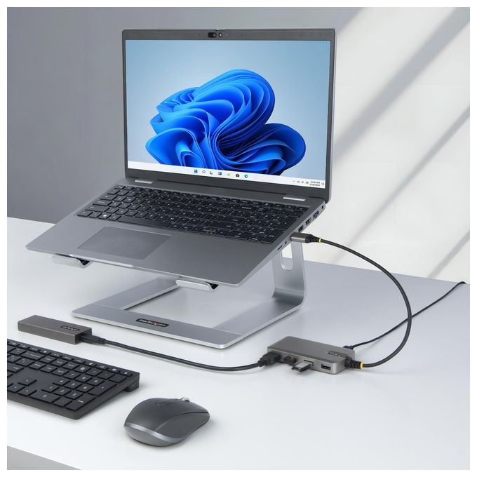 StarTech.com 5G4AB-USB-A-HUB Hub USB a 4 porte USB 3.2 Gen 1 5 Gbps Alimentazione Bus con Ingresso Micro USB Opzionale Cavo 30 cm colore Grigio