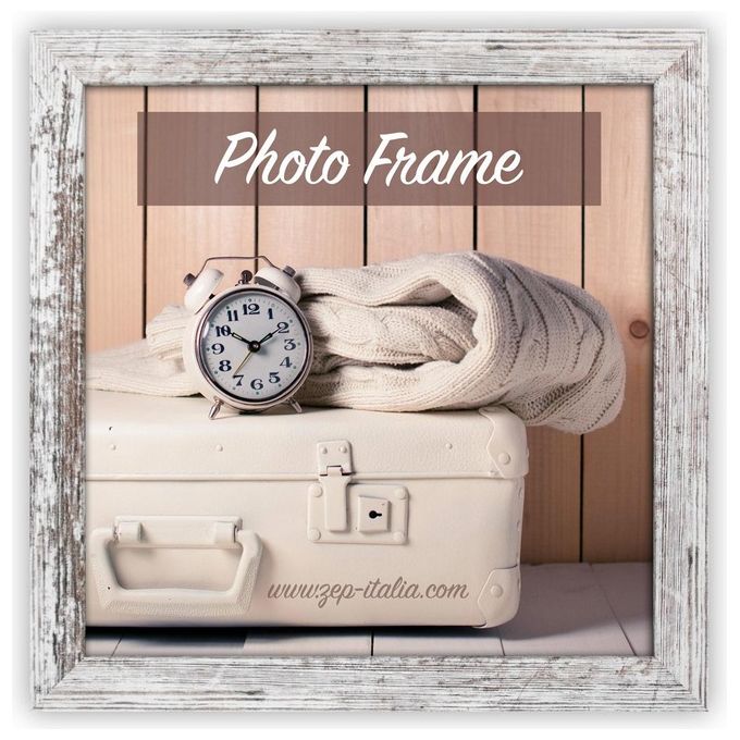Zep Cornice Portafoto Nelson 6 Bianco-Marrone 15x15cm in Legno