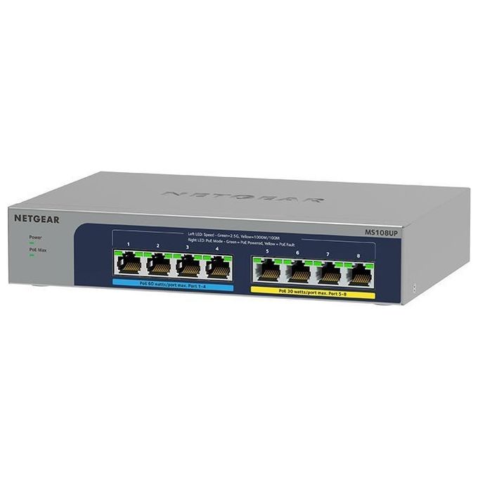 NETGEAR MS108UP-100EUS MS108UP Switch Ethernet Non Gestito 8 Porte 2.5G PoE++ 230W colore Nero