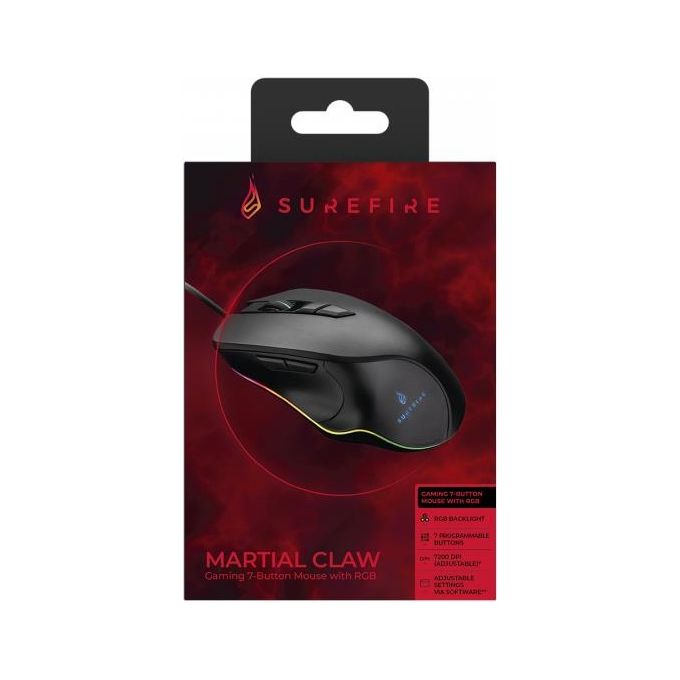 SureFire Mouse Martial Claw Gaming 7 Tasti con Illuminazione RGB
