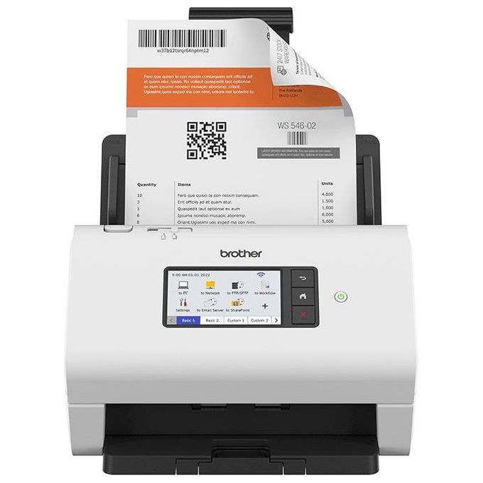 Brother ADS4900WRE1 ADS4900W Scanner Desktop A4 60 ppm Fronte Retro ADF 100 fogli Wi Fi 5 GHz LAN USB colore Bianco