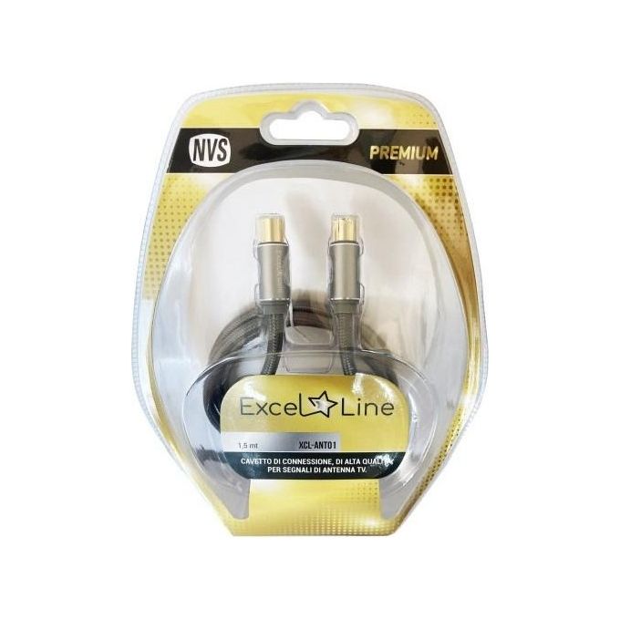 Nuova Video Suono Cavo Antenna Xclant01 3mt Alta Qualita' 2 Spine Gold Iec 9.5mm con Adattatore M-M
