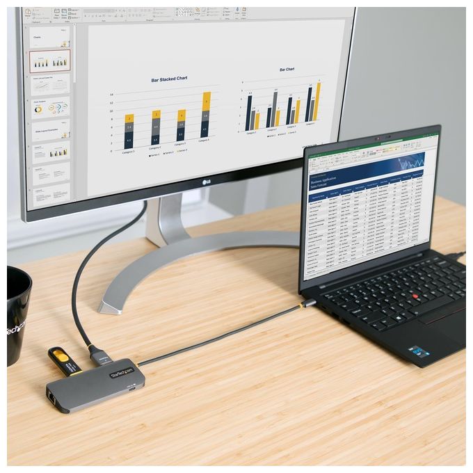 StarTech 127B-USBC-MULTIPORT Adattatore USB-C Multiporta Hub 6in1 HDMI 4K 60Hz 3x USB-A 5Gbps 100W PD GbE Cavo 30cm colore Grigio