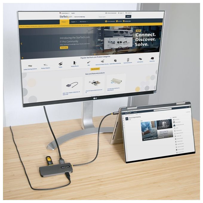 StarTech 127B-USBC-MULTIPORT Adattatore USB-C Multiporta Hub 6in1 HDMI 4K 60Hz 3x USB-A 5Gbps 100W PD GbE Cavo 30cm colore Grigio