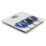 Laica PS1075 Bilancia Pesapersone Elettronica Vetro Temperato 6 mm Portata 180 Kg Display LCD colore Bianco Tulipani Blu