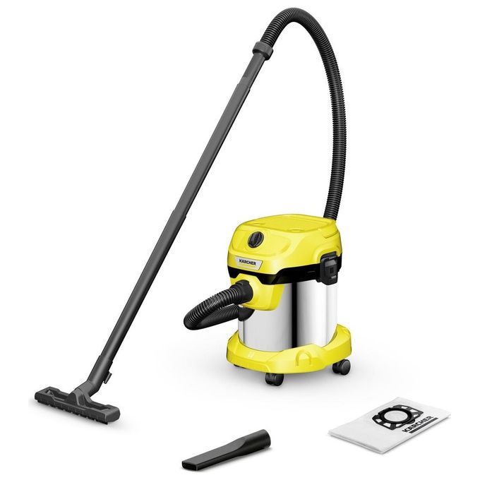 Kärcher V-15-4-18 Aspirapolvere a Cilindro Sacchetto HEPA 15 L 1000 W colore Acciaio inox Giallo