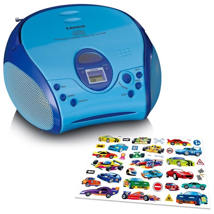 Lenco SCD-24BU KIDS Boombox con Lettore CD e Radio FM colore Blu