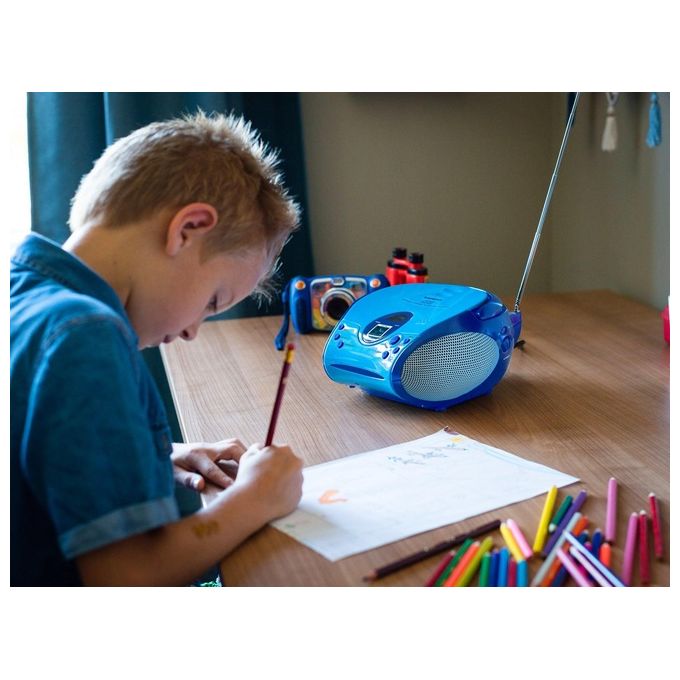Lenco SCD-24BU KIDS Boombox con Lettore CD e Radio FM colore Blu