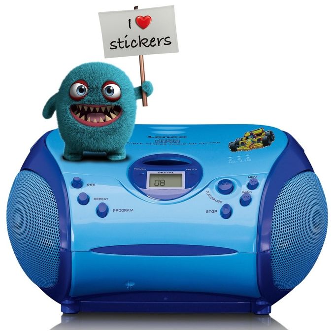 Lenco SCD-24BU KIDS Boombox con Lettore CD e Radio FM colore Blu