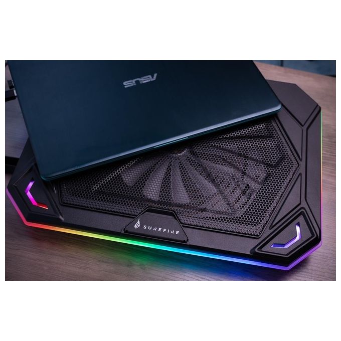 SureFire 48844 Bora X1 Supporto di Raffreddamento per Laptop Ventola RGB 20 cm Regolabile 750 rpm 5 V 1100 mA 48 dB colore Nero