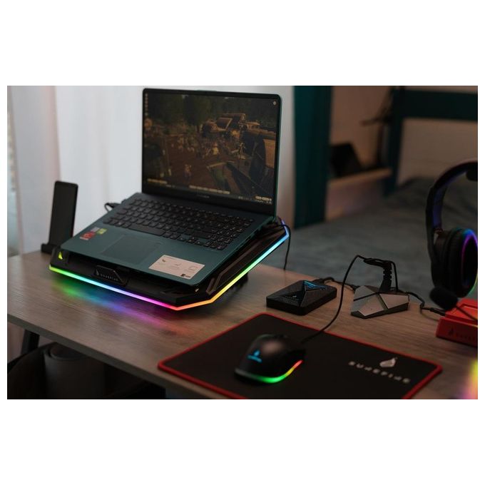 SureFire 48844 Bora X1 Supporto di Raffreddamento per Laptop Ventola RGB 20 cm Regolabile 750 rpm 5 V 1100 mA 48 dB colore Nero
