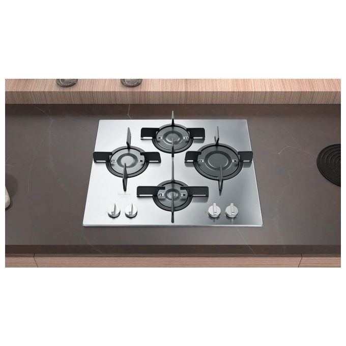 Hotpoint Ariston FTGHL 641 D-IX-HA Piano Cottura a Gas 4 Zone Griglie in Ghisa 60 cm Acciaio Inox
