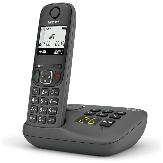 Gigaset AS490A Telefono Cordless DECT Vivavoce Segreteria Telefonica Display 2'' Rubrica 100 Voci colore Nero