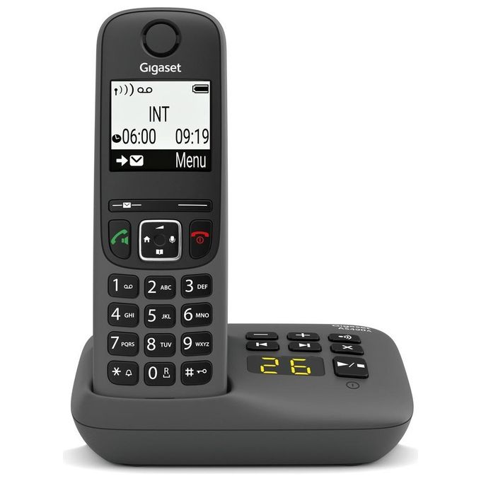 Gigaset AS490A Telefono Cordless DECT Vivavoce Segreteria Telefonica Display 2'' Rubrica 100 Voci colore Nero