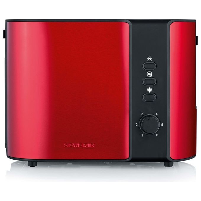 Severin AT2217 Tostapane Automatico 2 Fette Acciaio Inox 800 W con Funzione Scongelamento e Riscaldamento colore Rosso (Metallico) Nero