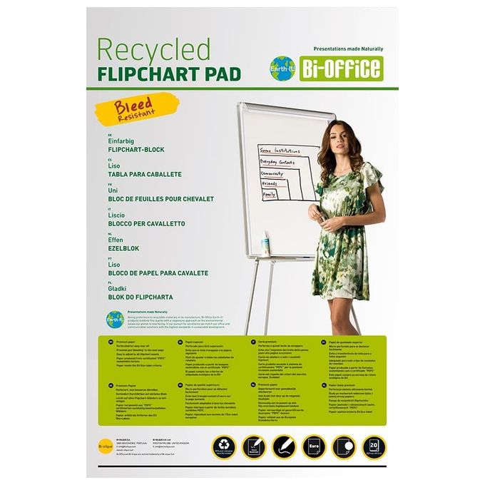 Bi-Office Confezione da 5 Blocchi 20 Fogli Carta 70gr Earth