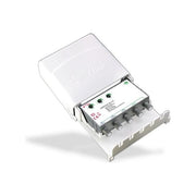 G.B.S. Elettronica NSR4VU2-2OUT 5G Amplificatore da Palo TV 4 Transistor VHF UHF 32 dB Filtro 5G 2 Uscite 12 V colore Grigio Bianco