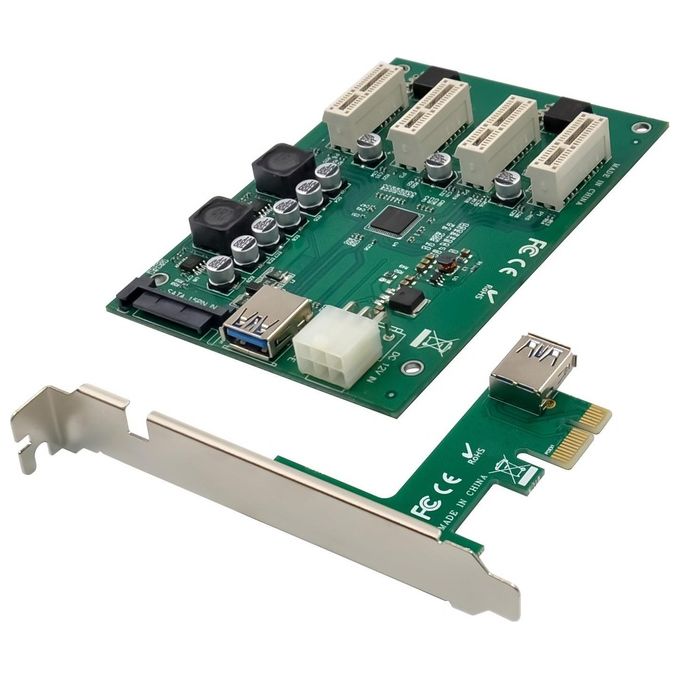 Conceptronic EMRICK10G Scheda di interfaccia e adattatore interno PCIe 4 slot PCIe Standard PCI 2.0 Alimentazione SATA 6-pin e 15-pin colore Verde