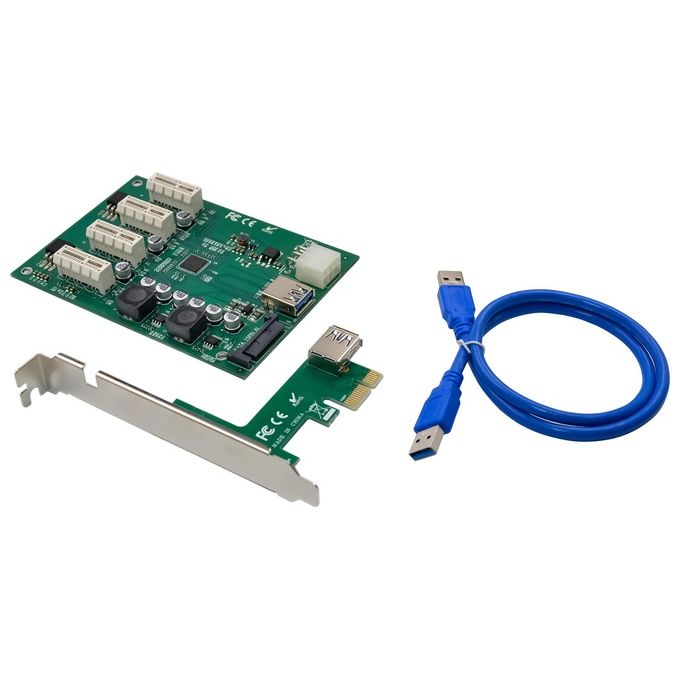 Conceptronic EMRICK10G Scheda di interfaccia e adattatore interno PCIe 4 slot PCIe Standard PCI 2.0 Alimentazione SATA 6-pin e 15-pin colore Verde