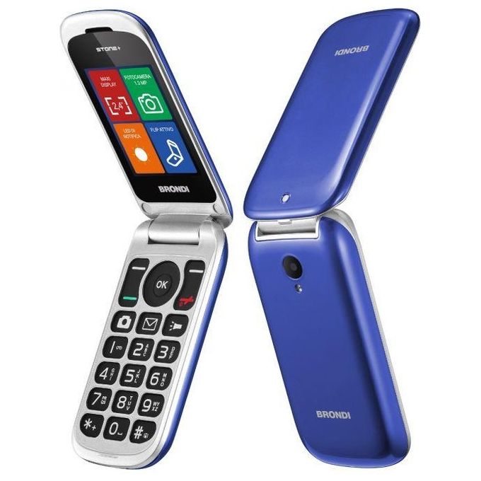 Brondi 10278083 Stone Telefono Cellulare a Conchiglia Flip Attivo Dual SIM Display 2.4'' Bluetooth MicroSD colore Blu