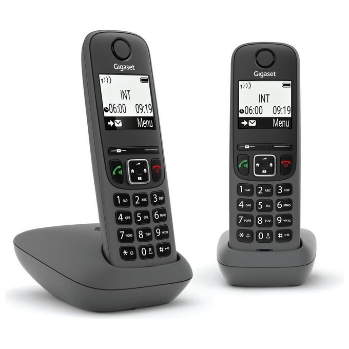 Gigaset AS490 DUO Telefono Cordless DECT 2 Cornette Display 2'' Vivavoce Rubrica 100 Voci colore Nero
