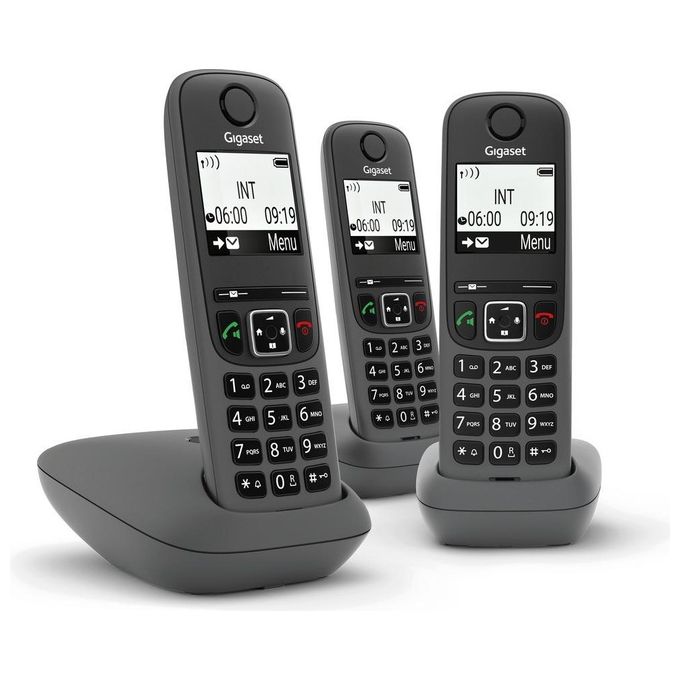 Gigaset AS490 TRIO Telefono Cordless DECT Analogico Vivavoce Display 2'' Rubrica 100 Voci 3 Cornette colore Nero
