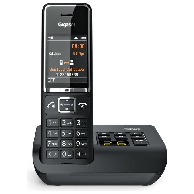 Gigaset S30852-H3021-K104 Comfort 550A Telefono Cordless DECT Segreteria 30min Vivavoce Display TFT 2.2'' Rubrica 200 colore Nero