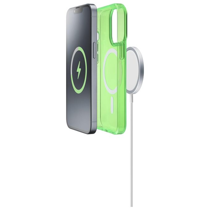 Cellular Line Gloss Mag per iPhone 13 Green Custodia con magneti per la ricarica e l'aggancio all'alimentatore MagSafe Verde