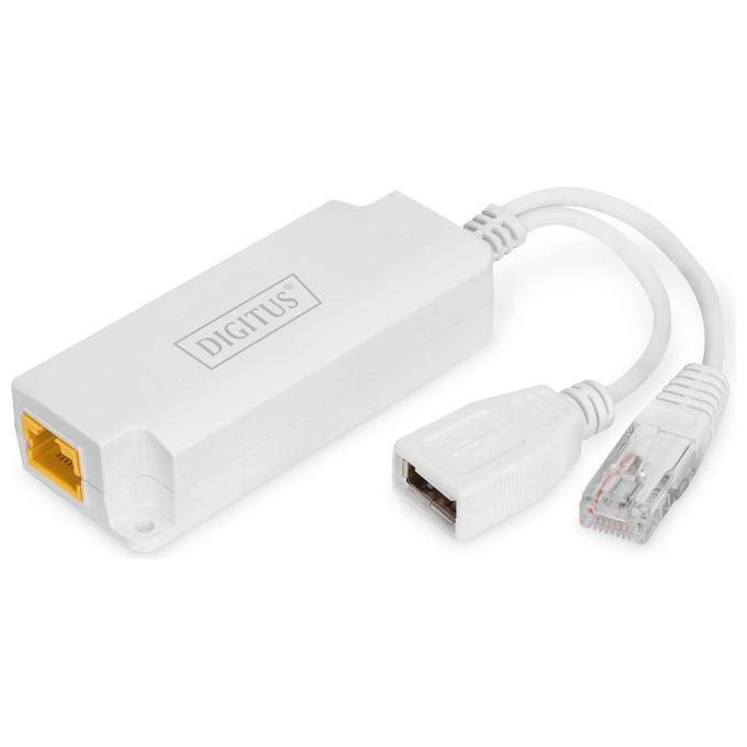 Digitus DN-95208 Splitter PoE USB-A 5V 2.5A 10-100 Mbps IEEE 802.3af-at IP40 colore Bianco