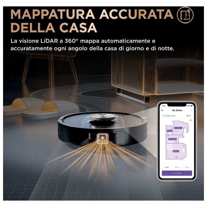 Shark RV2800ZEEU PowerDetect NeverTouch Pro Robot Aspirapolvere e Lavapavimenti 2 in 1 Navigazione 3D LiDAR Autonomia 100 min Wi-Fi-App colore Nero