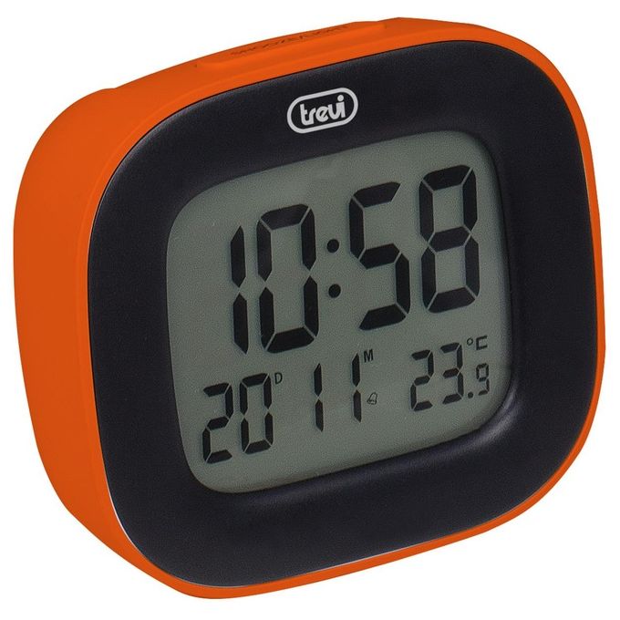 Trevi SLD 3875 Orologio Digitale con Display LCD Sveglia Termometro Calendario e Funzione Snooze Arancio
