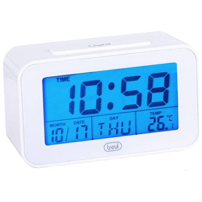 Trevi SLD 3P50 Orologio Digitale Termometro Grande Display LCD Retroilluminato Sveglia Programmabile Funzione Snooze Bianco