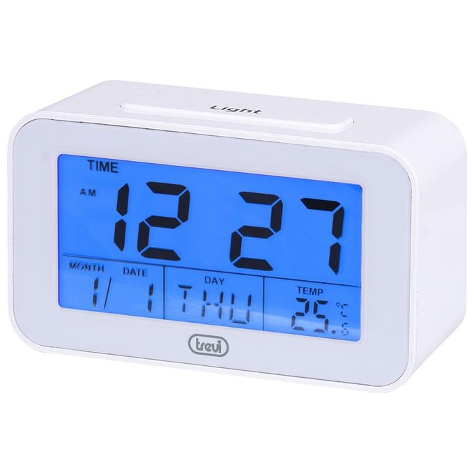 Trevi SLD 3P50 Orologio Digitale Termometro Grande Display LCD Retroilluminato Sveglia Programmabile Funzione Snooze Bianco
