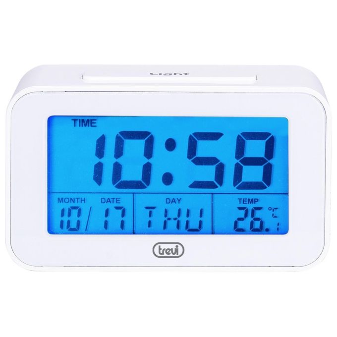 Trevi SLD 3P50 Orologio Digitale Termometro Grande Display LCD Retroilluminato Sveglia Programmabile Funzione Snooze Bianco