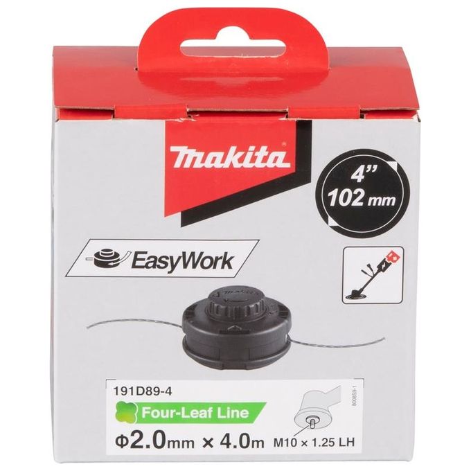 Makita 191D89-4 Testina Batti e Vai 2 Fili Decespugliatore Filo Nylon 2.0 mm Attacco M10x1.25 LH 4 m
