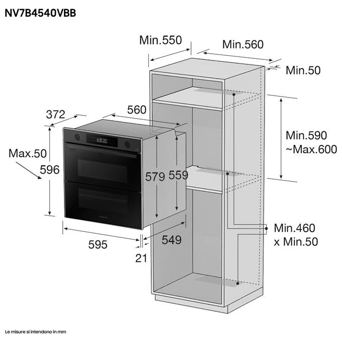 Samsung NV7B4540VBB Dual Cook Flex Serie 4 Forno da incasso Elettrico 76 L Classe A+ Vapore Wi-Fi 40 programmi (60x59,5x57 cm) colore Nero