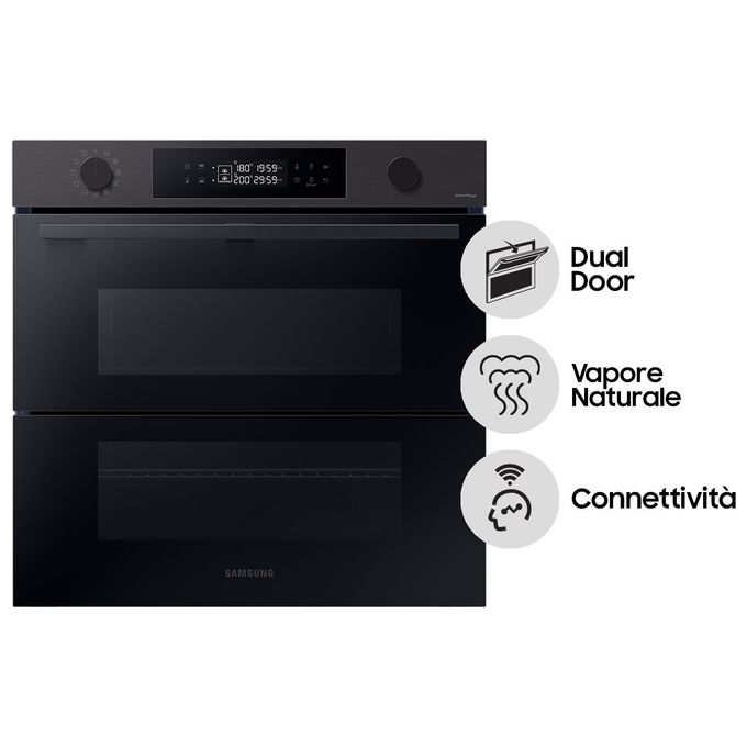 Samsung NV7B4540VBB Dual Cook Flex Serie 4 Forno da incasso Elettrico 76 L Classe A+ Vapore Wi-Fi 40 programmi (60x59,5x57 cm) colore Nero