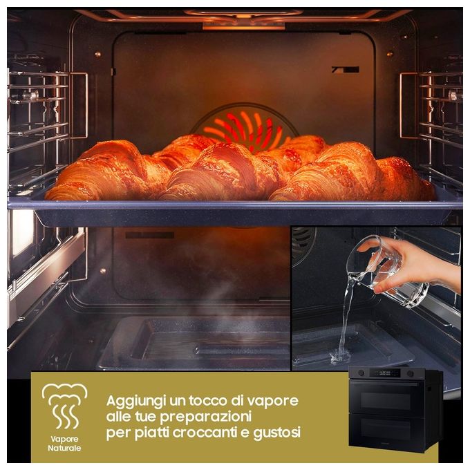 Samsung NV7B4540VBB Dual Cook Flex Serie 4 Forno da incasso Elettrico 76 L Classe A+ Vapore Wi-Fi 40 programmi (60x59,5x57 cm) colore Nero