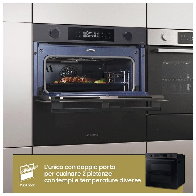 Samsung NV7B4540VBB Dual Cook Flex Serie 4 Forno da incasso Elettrico 76 L Classe A+ Vapore Wi-Fi 40 programmi (60x59,5x57 cm) colore Nero