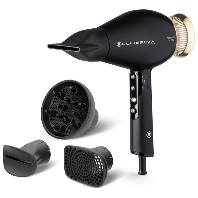 Bellissima 11826 Creativity 4 You Asciugacapelli 1800 W Ioni 2 velocita' 3 temperature 4 accessori colore Nero