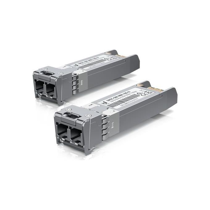Ubiquiti UACC-OM-MM-10G-D-2 Modulo del Ricetrasmettitore di Rete in Fibra Ottica 10000 Mbit-s 850 nm LC Duplex fino a 300 m 2 Pezzi colore Argento
