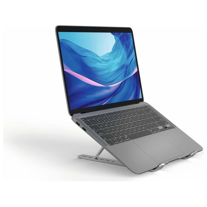 Durable 505123 Fold Supporto per Laptop Regolabile in Altezza 6 Posizioni Pieghevole con Borsa da Trasporto colore Argento